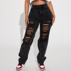 Fashion Nova Black Distressed Women's Jeans